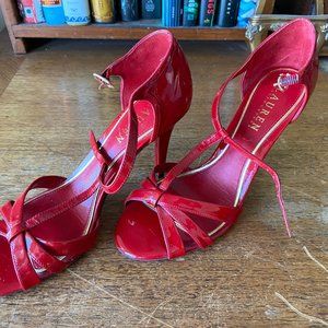 Ralph Lauren Strappy Red High Heels---7 1/2B